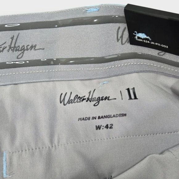 Walter Hagen Men's 42 P11 Micro Lines Soft Blue Golf Shorts 9" Inseam Gripper - Picture 6 of 8